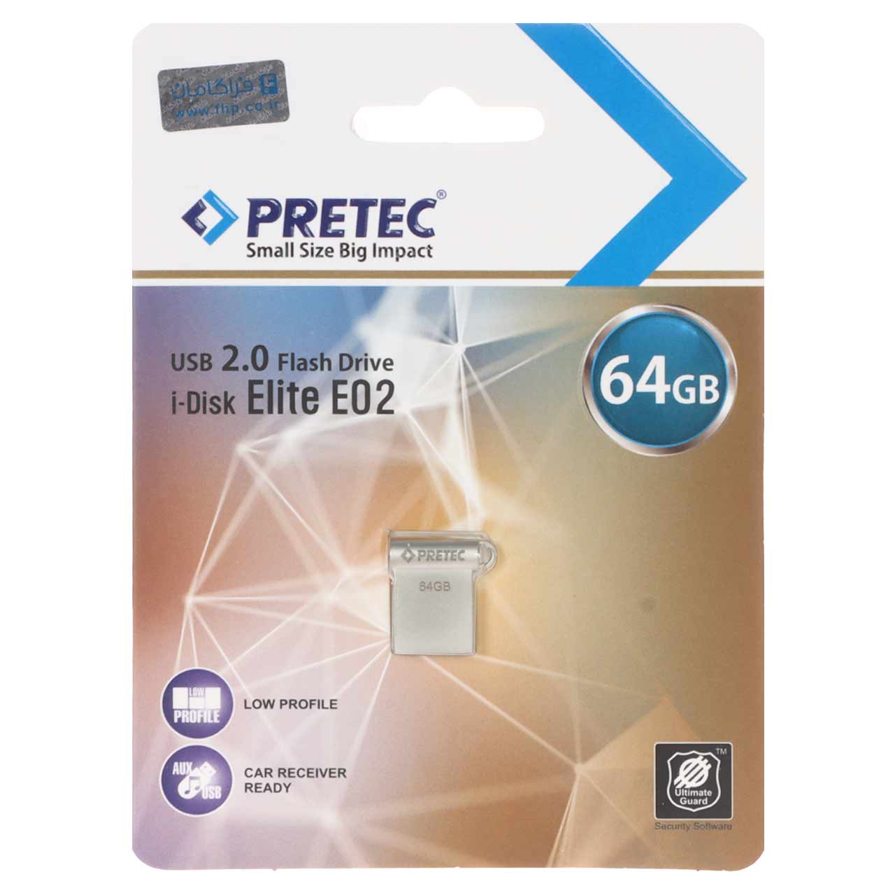 Pretec Elite E02 USB 2.0 Flash Memory - 64GB - نقره ای (گارانتی فراگامان)